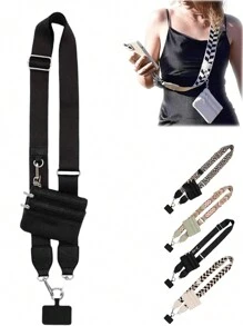 带拉链袋的手机挂绳、手机夹和便携挂绳、带拉链钱包袋的斜挎手机绳、手机挂绳、户外运动的完美伴侣，男女皆宜