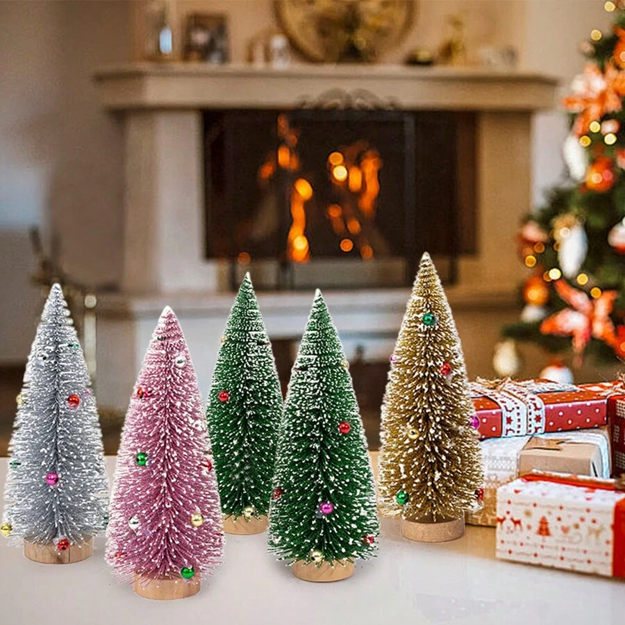 1PC 10/15/20cm Mini Christmas Tree Wooden Home Table Top Decor For Christmas Party New Year Home Decoration Supply,Christmas - Multicolor - View 1