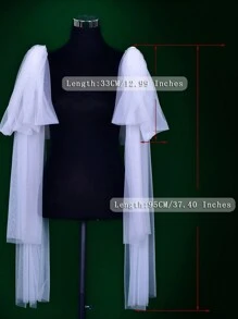 Mangas de brazo para mujer, mangas de tul desmontables y extraíbles, para vestido de novia, ropa de otoño para mujer