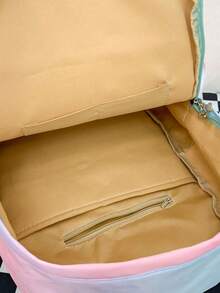 Sac à dos imprimé dégradé lune & étoiles, cartable fonctionnel pour étudiants, sac d'école décontracté à fermeture éclair avec nœud - Multicolore - Voir 9