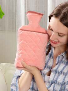 1pack 2000ml Premium Fluffy Hot Water Bottle For Soothing Pain Relief And Comfort - Ideal For Neck, Back, Shoulder, Legs, And Menstrual Cramps(The Edging And Inner Color Of The Hot Water Bag Jacket Are Randomly Selected )