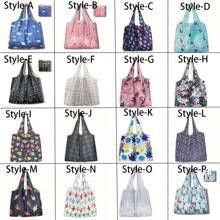 New Large Foldable Waterproof Shopping Bag, Flower Cloth Square Bag, Portable Tote Bag - Multicolor - View 2