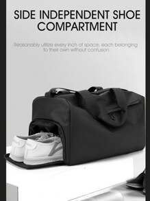 1 件新款运动瑜伽健身包女士干湿分离游泳包大容量便携式斜挎短途旅行包男女通用手提箱过夜包健身包行李袋周末包行李袋行李携带包大学包行李袋周末包医院包假日冬季 - 黑色 - 查看 4
