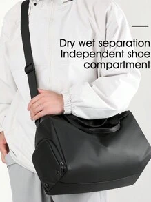 1 件新款运动瑜伽健身包女士干湿分离游泳包大容量便携式斜挎短途旅行包男女通用手提箱过夜包健身包行李袋周末包行李袋行李携带包大学包行李袋周末包医院包假日冬季 - 黑色 - 查看 1
