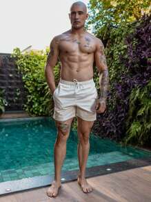 Mauricinho Comfortable Men's Linen Shorts Premium Quality - 米色 - 查看 3