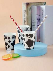 10/20 件 奶牛印花一次性纸杯，派对装饰纸杯蛋糕衬垫烘焙杯，适用于生日、节日、日常使用、茶、咖啡、冷饮、漱口水、生日派对餐桌装饰、圣诞节 - 彩色 - 查看 8