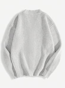 Men's Cozy Loose Knit Cardigan Sweater, Thickened For Autumn/Winter - Light Grey - View 6