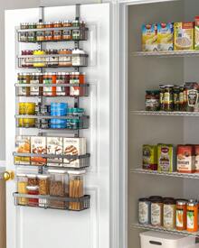 Over The Door Pantry Organizer,6 Tier Black Metal Pantry Organizers,Kitchen Over The Door Pantry Spice Rack And Food Storage Organizer Rack - màu đen - Xem 3
