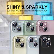 Protector de lente de cámara compatible con iPhone 11-15 Pro Max Bling, protector de pantalla de vidrio templado 9H, cubierta de cámara con anillo de metal decorativo (Rhinestone-Negro) Resistente al agua, a los golpes, a las caídas y a los arañazos, antihuellas dactilares y de cobertura completa