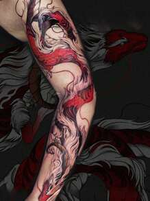 1 Máy Tính Lớn Rồng Đỏ Hình Xăm Tạm Thời Nữ Tạm Thời Hình Xăm Vai Tạm Thời Thực Tế Lưng Hình Xăm Ngực Cho Người Lớn - Đỏ - Xem 5