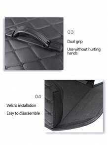 1 件可折叠多功能汽车后备箱储物盒，皮革材质，通用 - 黑色 - 查看 6