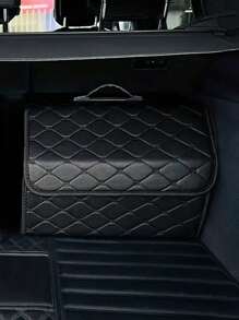 1 件可折叠多功能汽车后备箱储物盒，皮革材质，通用 - 黑色 - 查看 2