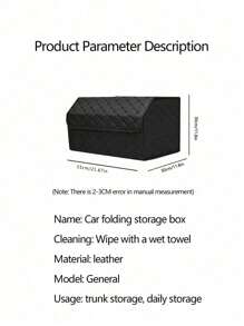 1 件可折叠多功能汽车后备箱储物盒，皮革材质，通用 - 黑色 - 查看 9