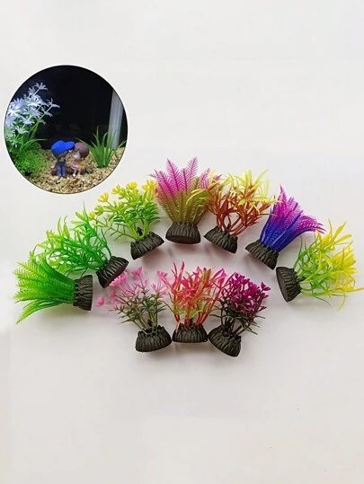 20/10 st slumpmässiga konstgjorda tångvattenväxter för akvarielandskap, plastvattenväxter