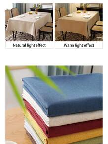 1pc Beige Rectangular Solid Color Linen Tablecloth, Waterproof, Oil-Proof, Wrinkle Resistant, For Kitchen, Coffee Table, Suitable For Weddings, Kitchens, Restaurants, Tabletop Decor, Hotels, Birthday Parties - Beige - View 7