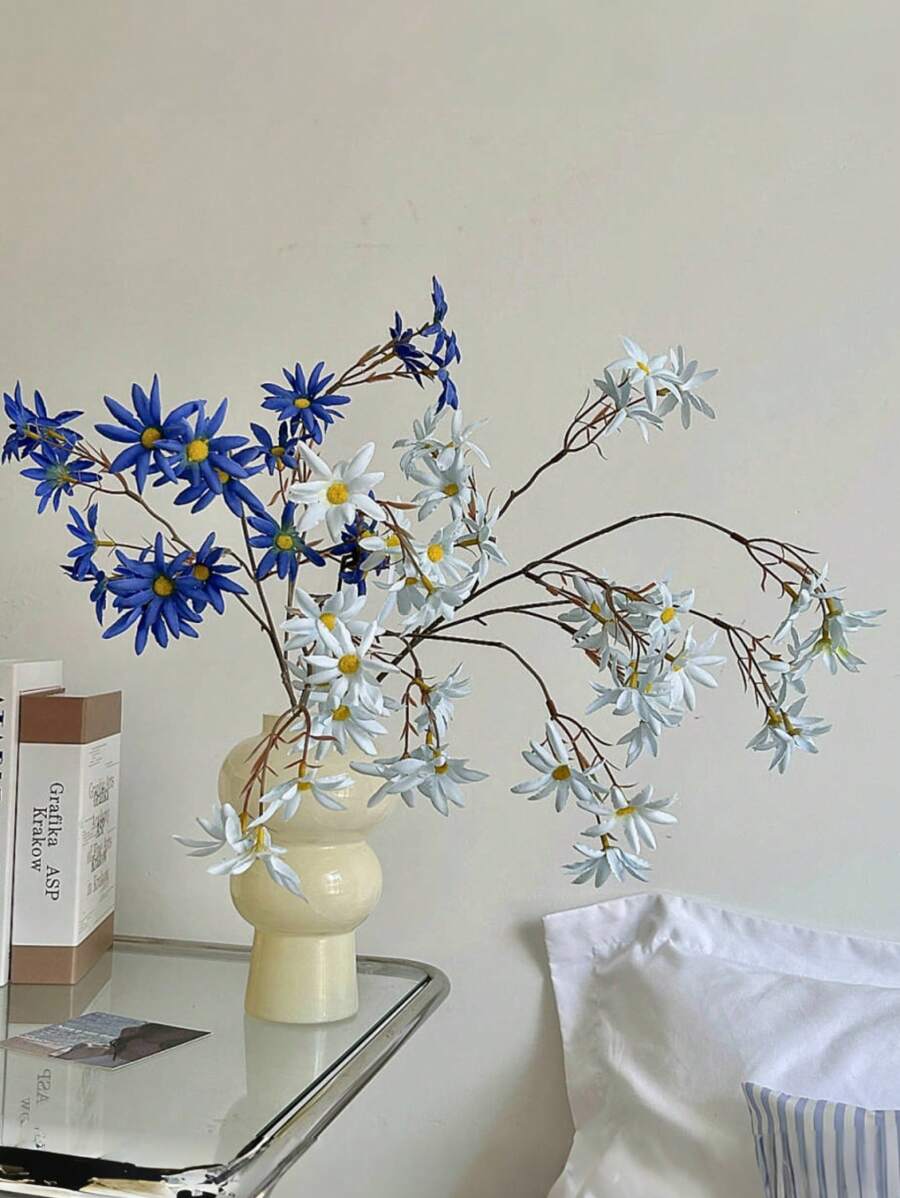 1 件，人造雏菊花，真实触感雏菊花束春季花茎用于插花家居婚礼装饰，美学房间装饰，冬季圣诞节装饰，春季新年装饰