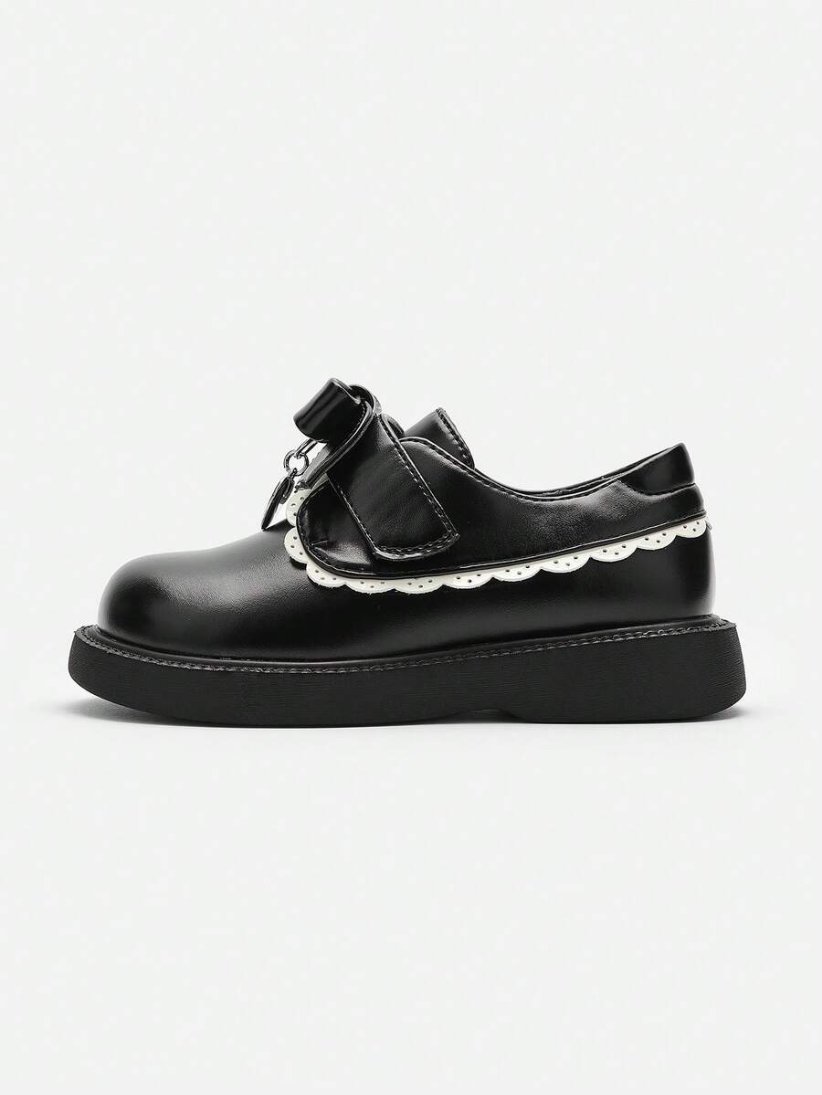 Balabala Giày công chúa cho bé gái, Bộ sưu tập mùa thu 2024, Giày da nhỏ thanh lịch và hợp thời trang có nơ - màu đen - Xem 1
