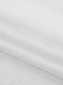 1pc Elegant Semi-Sheer Solid Color Curtain, Made Of Linen Texture, Rod Pocket Design, Suitable For Living Room, Bedroom, Office Home Decor - White - View 8