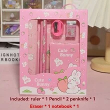6 piezas/set de artículos de papelería con diseño de dibujos animados, suministros de premios de aprendizaje para estudiantes - Multicolor - Ver 12