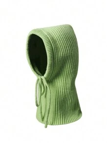 1pc Women's New Solid Color Balaclava Hat Scarf Neck Warmer All-In-One Knitted Beanie Cap, Autumn/Winter Christmas