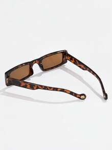 1pc Retro Plastic Rectangular Small Frame Fashion Glasses, Fashion Decoration Suitable For Everyday, Beach, Travel, Party Wear For Summer Beach Vacation,Outdoor,Travel - Brown - View 5