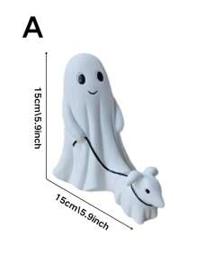 1 件万圣节幽灵遛狗雕像，可爱幽灵遛狗装饰，万圣节家居桌面装饰，节日氛围装饰 - 白色 - 查看 4