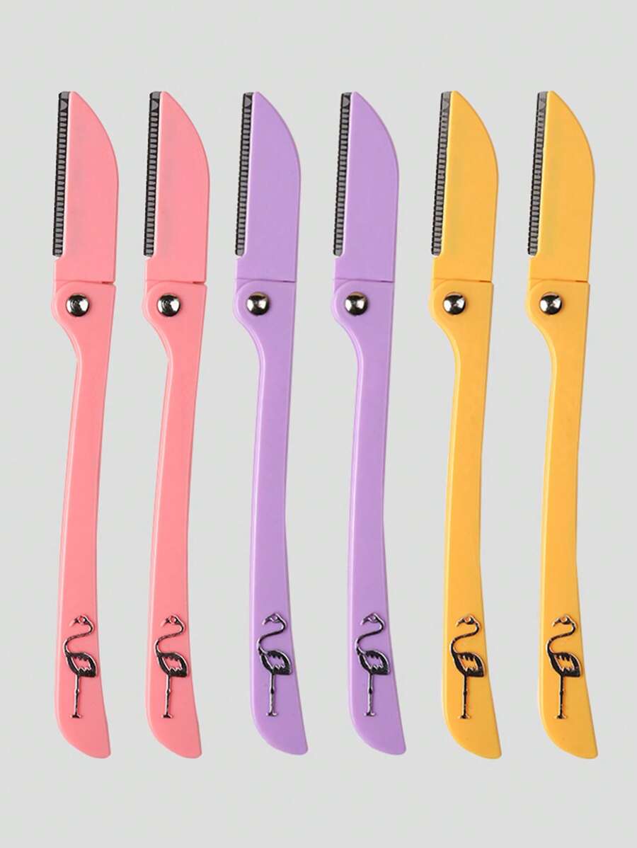 Eyebrow Shaver, 3pcs Stainless Steel Folding Razor With Portable Folding Handle And Safety Guard, Beauty Tool - Multicolor - View 1