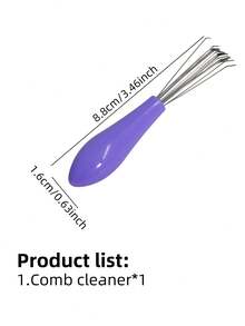 1pc Hair Brush Cleaner Tool Hairbrush Cleaning Rake Hair Brush Cleaner Hair Dirt Remove Comb Embedded Tool Salon Home Pick Plastic Handle - Multicolor - View 4