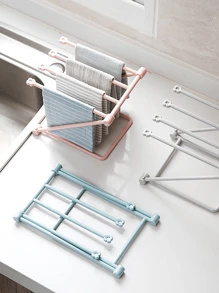 1pc Desktop Foldable Vertical Cloth Storage Rack, Kitchen Dishwashing Towel Rack, Non Perforated Countertop Water Cup Holder, Storage Rack - Multicolor - View 8