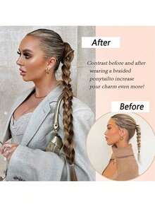 马尾辫接发合成拳击辫子包发髻带橡皮筋发带 30 英寸棕色渐变辫子 DIY - 黑色 - 查看 8