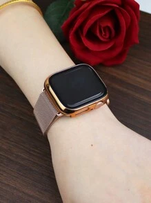 2 In 1 Compatible With Apple Watch Band + Case Men's And Women's Fashionable And Casual Soft And Breathable Stainless Steel Wire Braided Loop Magnetic Band And Anti-Drop And Scratch-Resistant PC And Tempered Glass Screen Film Integrated Case Compatible With Apple Watch 40/41/42/44/45/46/49MM Strap Case Compatible With Apple Watch Series Ultra/10/9/8/7/6/5/4/SE Milanese Style Strap And Simple Case Easy To Wear