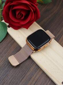 2 In 1 Compatible With Apple Watch Band + Case Men's And Women's Fashionable And Casual Soft And Breathable Stainless Steel Wire Braided Loop Magnetic Band And Anti-Drop And Scratch-Resistant PC And Tempered Glass Screen Film Integrated Case Compatible With Apple Watch 40/41/42/44/45/46/49MM Strap Case Compatible With Apple Watch Series Ultra/10/9/8/7/6/5/4/SE Milanese Style Strap And Simple Case Easy To Wear