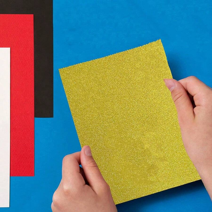 10pcs/Set A4 Size Gold Glitter Paper Card, Non-Shedding Glitter Paper For DIY Crafts - Mixed Colors - View 1