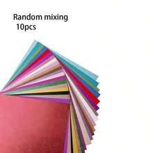 10pcs/Set A4 Size Gold Glitter Paper Card, Non-Shedding Glitter Paper For DIY Crafts - Mixed Colors - View 2