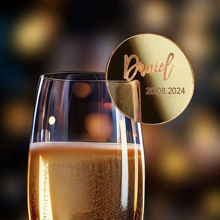 Personalized Wedding Drink Charms Place Name Card Acrylic Drink Tags