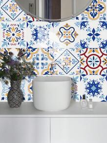 10 stuks Bloemenpatroon Bedrukt PVC Kunstkeramische Tegels Huisdecoratie Muurstickers, DIY Mozaïek Zelfklevend Behang, Waterdicht, Vuilafstotend, Decoratief Voor Keuken, Badkamer, Woonkamer, Slaapkamer, TV Achtergrond, Renovatie Stickers Peel Wandpanelen, Behang, Behang, Lente Decoratie Artikelen Verfris Uw Huis, Rama Decoratie Stickers