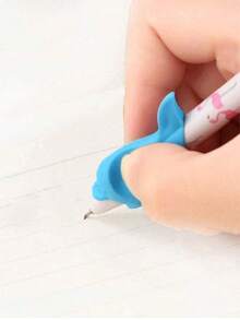 SHOULI 70pcs/Pc Mixed Color Dolphin Pen Holder Pencil Correction Holding Posture Writing Grasp Pen Magic Pencil Pen Pen Corrector Five-Finger Pen Holder Corrector, Suitable For Homework, Household Necessities - Multicolor - View 7