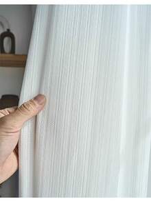 1 thanh treo rèm cửa mỏng Hàn Quốc, bảo vệ sự riêng tư trong suốt, chống nắng cho phòng ngủ, phòng khách, ban công - trắng - Xem 2