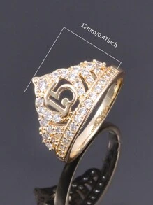 1 pieza Anillo de flor chapado en oro de 14k hermoso para los 15 años, anillos de corona para regalos de 15 años, rito mexicano de mayoría de edad - Amarillo Oro - Ver 7