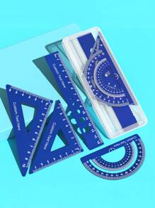 4pcs/Set Customized Aluminum Triangle Ruler, Wavy Ruler, Protractor, 15cm/20cm Metal Ruler Set, Engraved Name, Measurement Tools, Great For Drawing, Painting, School, Home Use - Wonderful Back To School Gift