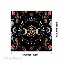 1 pieza Mantel de tarot con flor de luna, decoración de triple luna para altar de brujería y astrología - Multicolor - Ver 9