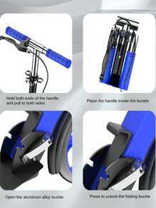 A Pedal Scooter, A Campus Commuting Vehicle, With A Foldable Design, Made Of Aluminum Alloy Material, PU Tires, Rebound Foot Support, Adjustable Height, Frosted Particle Pedals, Anti Slip Handle, Suitable For Use By All Ages
