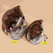 Túi đựng đồ nhẹ và mềm màu đen, thích hợp cho túi xô, túi bên trong, túi mini, túi giữa, túi lót đựng đồ, túi nylon chống thấm nước có dây rút đôi, phụ kiện dung tích lớn cho túi, túi lót, túi sắp xếp, túi đựng ví - màu đen - Xem 5