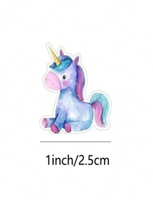 500 张/卷卡通独角兽贴纸、奖励贴纸、文具贴纸、礼品装饰标签 - 彩色 - 查看 2