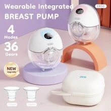 2pcs/Set 210ml Electric Breast Pump, 4 Modes 36 Settings, Massage Suction, Adjustable Frequency, Odorless, Smart Memory Mode (With Carrying Bag)