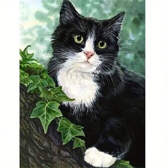 1pc 5D DIY Artificial Diamonds Painting Set For Adults Beginners, Cat Pattern Diamonds Art For Home Wall Decoration And Gift 11.81X15.75inch