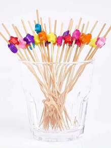 100 piezas Tenedor de bambú en forma de estrella de cinco puntas para buffet, cupcakes, fruta, tenedor para fiestas, postre, ensalada, para decoración de bodas, palillos de dientes con forma de corazón rosa, palillos para sándwiches, frutas, aperitivos, artículos de fiesta de verano, artículos de fiesta, decoración navideña, decoración de mesa, palitos de bambú para boda, pastel, postre, artículos de fiesta, decoración navideña, decoración de mesa, regalo de Navidad - Color mixto pentagrama - Ver 8