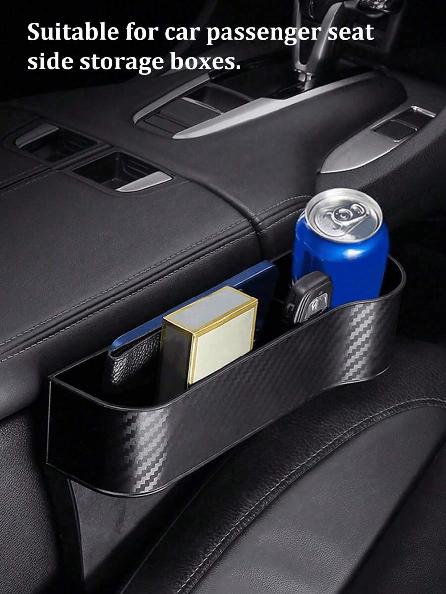 1 件多功能汽车座椅楔形收纳盒，乘客和驾驶员前排座椅侧面储物架，带杯架，防漏且方便，实用的间隙填充物 - 黑色 - 查看 1