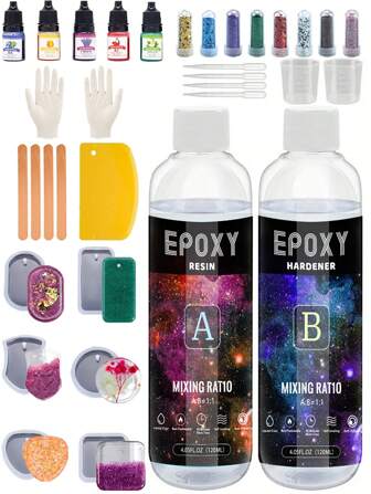 Epoxy Resin Crystal Clear,  Epoxy Resin Kit, Self-Leveling, Bubble-Free Coating And Casting Resin For DIY Art & Crafts, Jewelry, Coasters, Molds