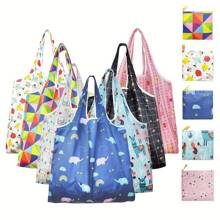 New Large Foldable Waterproof Shopping Bag, Flower Cloth Square Bag, Portable Tote Bag - Multicolor - View 1